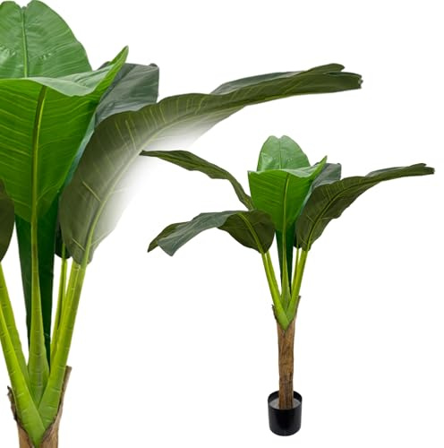 Bananenpalme 130 cm Künstlich wie echt Bananenbaum Kunstpflanze Kunstpalme
