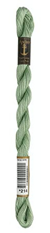 Anchor Perlgarn Stärke 5 4585000-00214 salbei Stickgarn, 100 % Baumwolle, 5g Strängchen