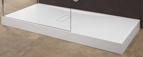 Piatto Doccia Appoggio Pavimento Casa Novellini Custom Bianco Dimensione Misura 120x80 Spessore Altezza 12 cm Piletta Scarico Inclusa Rialzato Stabile Resistente Alto Lastra Acrilico Pannello Zona