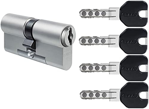 EVVA MCS Doppelzylinder mit 4 Design-Schlüssel schwarz, Länge (a/b) 41/41mm (c=82mm), einzigartige Magnet-Technologie, Not-u. Gefahrenfunktion BSZ, Modularbauweise SYMO, Aufbohr-, und Ziehschutz KZS