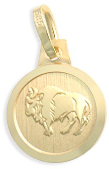Sternzeichen Tierkreiszeichen Stier & Schutzengel 14 Karat Gold 585 Anhänger Durchmesser 10mm (Art.213120)