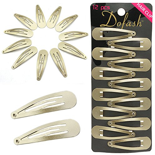 Dofash 5CM/2IN Small Snap Hair Clips Metal Basic Grips Hair Barrettes For Women Hair Accessories Girls 12 PCS (Blonde)