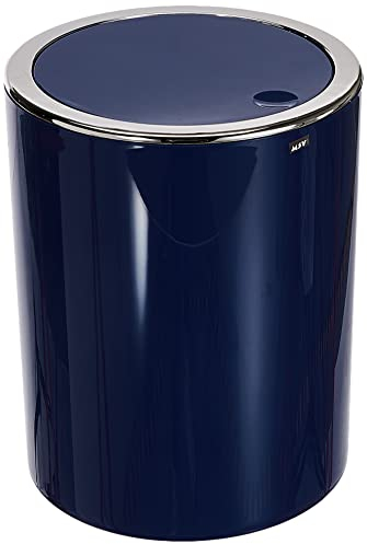 MSV Bad Serie Aspen Poubelle de salle de bain, à pédale, avec couvercle basculant, 6 l (diamètre x hauteur) : environ 18,5 x 26 cm, bleu foncé pastel