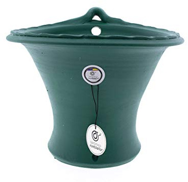 CERÁMICA RAMBLEÑA | Patios de Córdoba Grüner Wandtopf | Großer Topf | Outdoor-Topf | Hängetopf | 100% handdekoriert | 25x22x23 cm