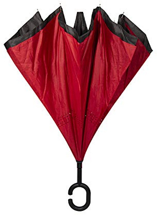 Virsus Ombrello con apertura al contrario Auto Reverse antisgocciolo Manico a Forma di C Ombrello Ribaltabile inverso Anti UV Antivento Varie Colorazioni (Rosso)