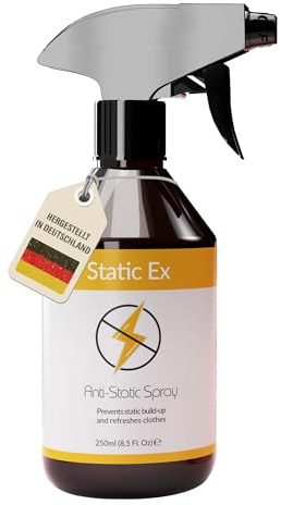 StaticEx Anti Static Spray for Clothes & Fabrics - Anti-Wrinkle & Crease Release Spray, Textiles Static Guard, Fabric Refresher, Odour Eliminator, Easy to Use, Made in Germany, 250ml