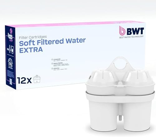 BWT Filterkartuschen SOFT FILTERED WATER EXTRA 12 Stück | Filterkartusche für Wasserfilter | Wasserfilterkartuschen | Filtert Kalk, Chlor, Blei & Kupfer | für Wasserhärte bis 14,9°dH geeignet