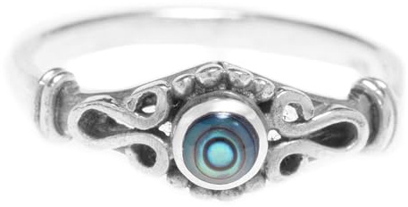 Windalf Zarter Mittelalter Ring MINA 6 mm Pauamuschel 925 Sterlingsilber (Silber, 58 (18.5))