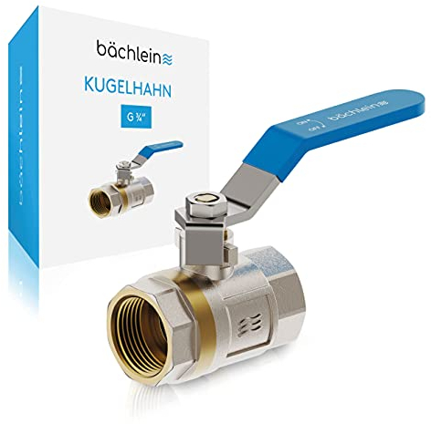 Bächlein Universal Ball Valve - Brass Ball Valve with Lever Handle and 3/4 Inch Female Thread on Both Sides - Full Bore Shut-Off Valve
