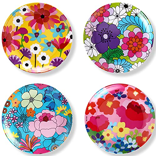 French Bull Platos surtidos – Juego de 4 piezas – Juego de platos de melamina de 11 pulgadas – Vajilla de melamina para interiores y exteriores – Surtido floral de jardín