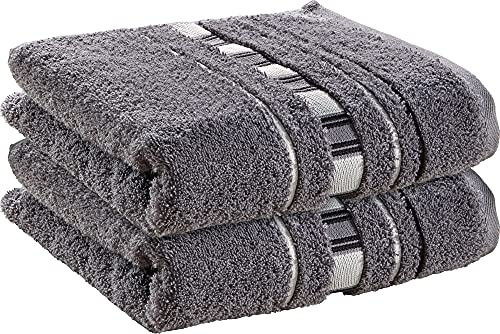 Erwin Müller Handtuch-Set 2er-Pack Achern grau/Natur Größe 50x100 cm - #500g/m² - schnell trocknend, extra saugstark, beidseitige Schlaufen