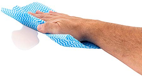 RW Clean 11 Inch Reusable Cleaning Cloths, 1 Roll, All-Purpose Dish Wipes - Sustainable, Machine-Washable, Blue Viscose Disposable Cloths, Perforated, 50 Sheets Per Roll