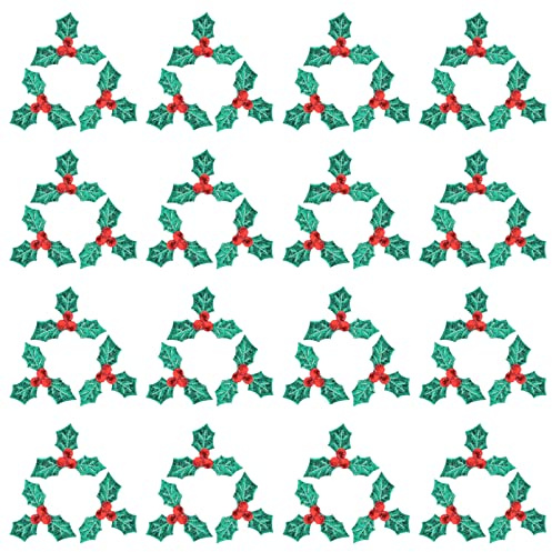 Milisten 100pcs Christmas Berry Leaves Charm Mini Holly Berries Embellishments Faux Red Berry Flowers for Holiday Christmas Wreath Arrangement Tag Card Making