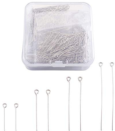PandaHall 600 Stück Stecknadeln mit offenem Auge platiniert 20 mm 30 mm 40 mm 50 mm Kopf Pins Findings für Ohrringe Anhänger Armband Schmuck DIY Handwerk