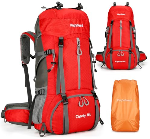 King'sGuard 60L Hiking Backpack, Waterproof Camping Backpacking Backpack for Men Outdoor Climbing Daypack