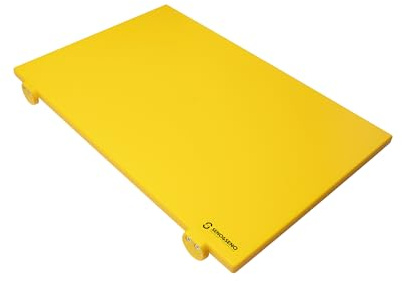 SENO & SENO Planche à découper de cuisine 60 x 40 x 2 cm en polyéthylène avec attaches | Couleur jaune, antiadhésive et résistante aux chocs | pour cuisine et gastronomie
