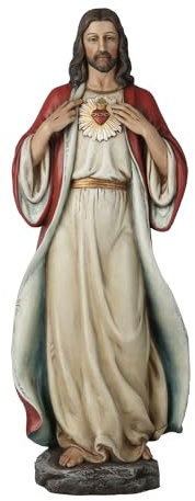 BC BUILDCLASSIC Sacred Heart of Jesus-figur, Jesus statyer, katolska gåvor 42 cm H harts, brun