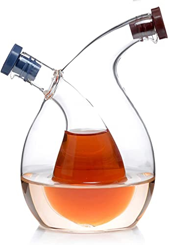 YZJSSL Dispensador De Aceite De Oliva Y Vinagre - 2 En 1 Dispensador De Aceite Y Vinagre De Vidrio Transparente - Dispensador De Aceite De Cocina Botella De Contenedor De Vinagre