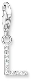 THOMAS SABO Charm-Anhänger Buchstabe L mit weißen Steinen Silber 925 Sterlingsilber