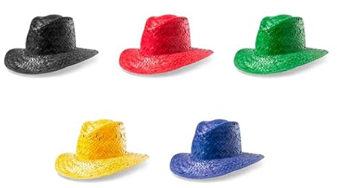 DISOK Lote 25 Sombreros de Paja Colour. Complementos para bodas y fiestas. Bodas, eventos. (Amarillo)