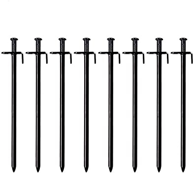 Samnuerly Zeltheringe aus Stahl, Zeltheringe, 8 Stück, zum Klettern/Camping im Freien für Camping, Wandern, Rucksackreisen/Schwarz (Größe: 30 cm) (einfarbig 25 cm) (einfarbig 20 cm)