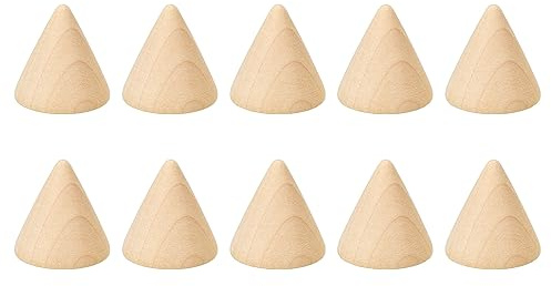 PATIKIL 30x30mm Natural Holz Kegel Ring Halter 10 Packung Finger Schmuck Anzeige Ständer Organizer Unbemalte Holzkegel für Heimwerker Handwerk Braun | Finger Schmuck Anzeige Ständer Organizer, Unbemalte Holzkegel, Für Heimwerker Handwerk