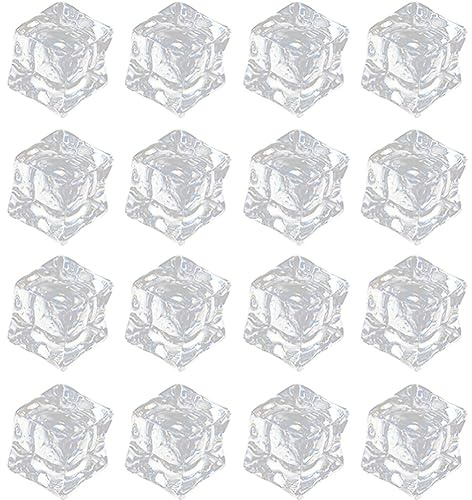 Gadpiparty 50pcs Realistic Acrylic Ice Cubes Reusable Faux Ice Bath Cubes Mold Decorative Fake for Photography