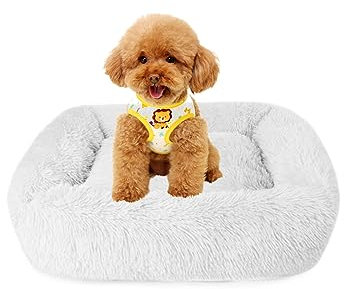 Plüsch Donut Hundebett beruhigend rundes Hundebett Katzenbett flauschige Haustiermatte Kuschelkissen weiche selbstwärmende Schlafmatte Zwinger Hundeloch mit Anti- Rutsch- Boden für Hunde Katzen