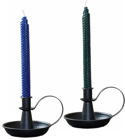 Black Retro Iron Taper Candle Holders for Farmhouse Decor Home,2 pcs