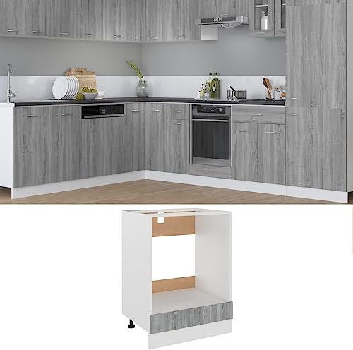 Hovothy Mobile da Forno Grigio Sonoma 60x46x81,5 cm Legno Multistrato Mobiletto Cucina Mobiletto Multiuso Mobile per Forno da Incasso Mobile Cucina Armadio Cucina Armadio Legno Mobiletto Legno