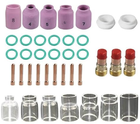 ATooi 38 Teile/los Schweißen Fackel Düse Ring Abdeckung Gas Linse Glas Tasse Kit Für 17/18/26 Schweißen Zubehör Werkzeug Kit Set