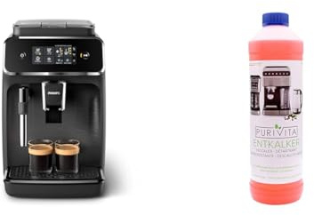 Philips Series 2200 Vollautomatische Espressomaschine mit klassischem Milchaufschäumer & Purivita - Universal Entkalker 750 ml für Kaffeevollautomaten - Für alle bekannten Marken geeignet, 1 Flasche