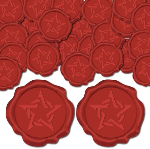 craspire 50 Stück Stern Wachssiegel Aufkleber Dunkelrot Dekorationsaufkleber Vintage Selbstklebende Umschlagversiegelung für Geschenkverpackung, Geburtstagsgrußkarten Herstellung, Weihnachten