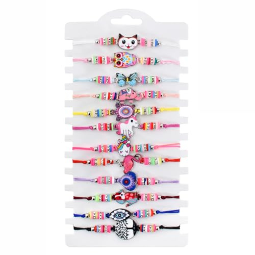 SAVOSWEET Friendship Bracelets for Girls 12 pack Adjustable Handmade,Braided Bracelets Woven Bracelets Jewellery Party Bag Fillers for Girls Boys Kids Children