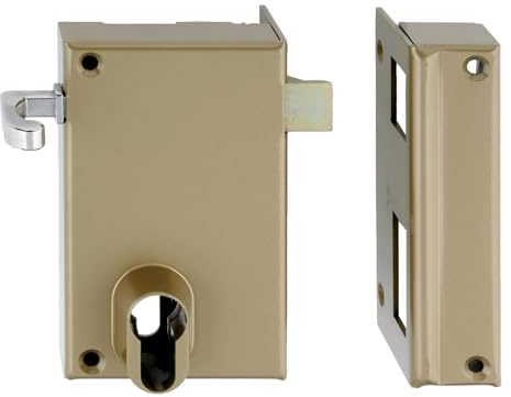 Coffre monopoint en applique pour cylindre européen vertical tirage droite doré - HERACLES - MX-8827-01