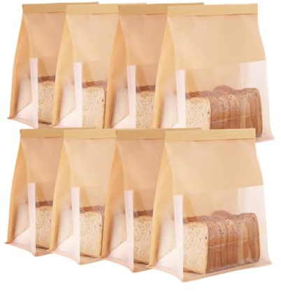 XZJMY Sauerteig-Brot-Papiertüten, Papier-Brotbeutel für hausgemachtes Brot, Lebensmittelverpackung, Keksbeutel, Brot mit Sichtfenster, Verpackung und Aufbewahrung von Backwaren, geeignet (Braun, L)