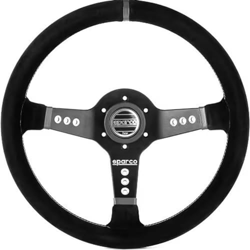 CaFfen Sportlenkrad Universal 14 Zoll Racing Lenkrad Auto Wildleder Lenkrad Holzlenkrad