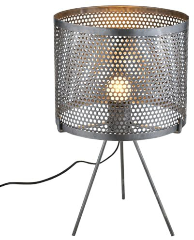 Marrakesch Tischlampe Nachttischlampe 42cm groß | Vintage Deko Lampe im Wohnzimmer Schlafzimmer oder Kinderzimmer | Retro Tischleuchte Permius silber aus Metall mit E27 Fassung