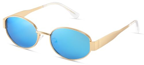kunchu Sonnenbrille-Damen-Polarisiert-Unisex-Herren-Gold-Metal-Retro-Oval-Trendy-Sonnenbrillen-Vintage-Uv400-Classic-Ultraleicht-Schutz，Geeignet FüR Camping-fotografie-Outdoor-Geschenke für frauen-10