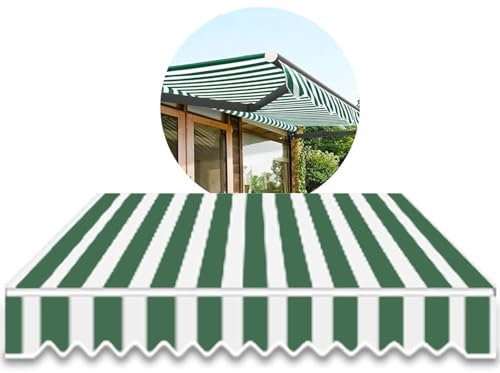 Tenda parasole retrattile per esterni, con mantovana verde e bianca a righe, 5 x 2 m, protezione UV, 4 opzioni di colore