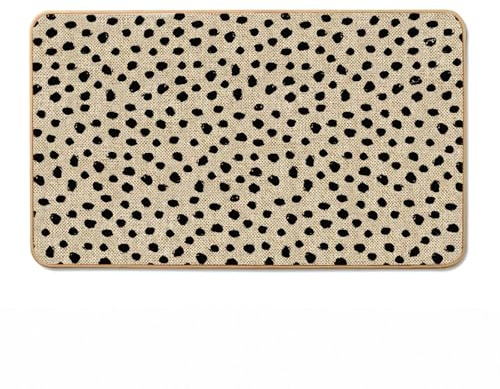 Gelasgo Leopard Polka Dot Washable Door Mat Indoor - Machine Washable Non-Slip Doormat, Ultra Thin for Front/Back Door & Kitchen | Pet Friendly 43x75cm (17x30)