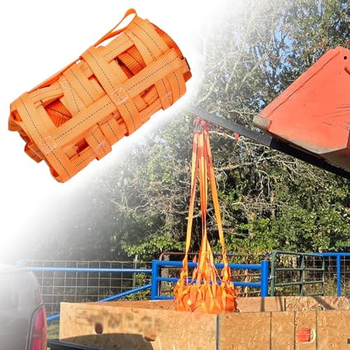 Cargo Lifting Net with Straps Load 1/2/3/4 Ton - Safety Small Lifting Basket for Hoist Cargo Net - Construction/Industry/Port Square Polyester Lifting Net Bag(13.1ft (Load 4409lbs)-7.8in mes