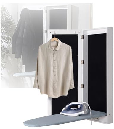 Armario de Pared para Tabla de Planchar, Plegable y con Espejo, Ideal para guardarropa (no Incluye Plancha).