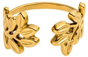 Purelei Leaf Ring - Fidget – Damenring aus langlebigem Edelstahl – Wasserfeste Ringe – in verstellbaren Größen erhältlich von 53-58 - Damenschmuck - Blattdesign