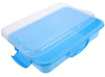 Beaupretty Children Plastic Sandbox Tray Lid Medium Blue Mini Sand Box for Toddler Indoor and Outdoor Play Storage Box Molds Suitable for Home and Kindergarten