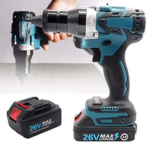 Pistola remachadora eléctrica automática, pistola remachadora inalámbrica, pistolas de tuerca de remache automáticas eléctricas resistentes, kit de herramientas de pistolas de remache con batería