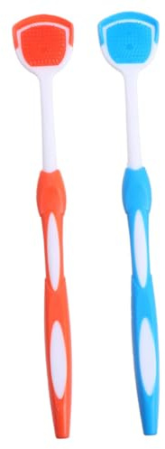 STOBAZA Spazzola la Pulizia della Lingua per Adulti 2 Pezzi in Plastica Nanometrica Compatta e Facile da Trasportare per Igiene Orale Quotidiana