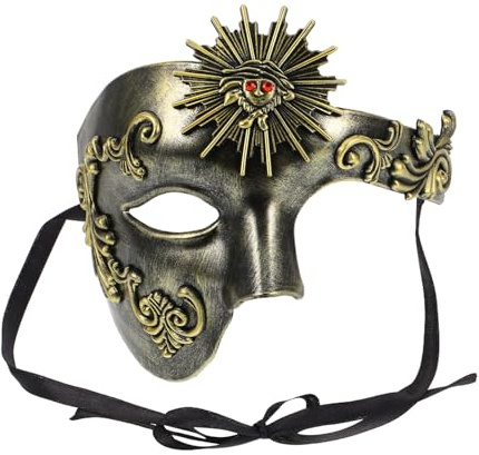 NUOBESTY Masque de Bal Masqué Vénitien Demi-Visage pour Homme et Femme Masque Décoratif pour Carnaval et Mardi Gras Matériau Robuste Élastique Ajustable Accessoire Costume Adulte pour