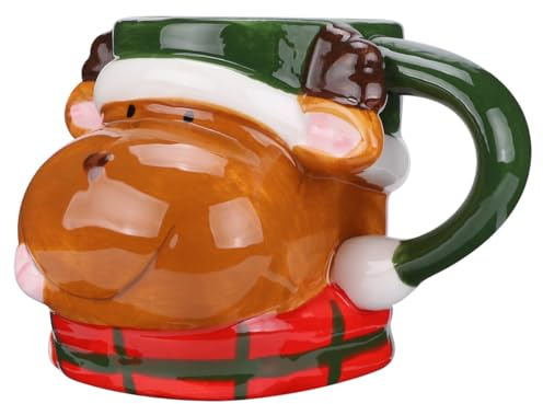 DECOMELODY Tazza in Ceramica da Latte Renna di Natale Tazza Creativa per Adatta per Casa Ufficio e Feste Natalizie
