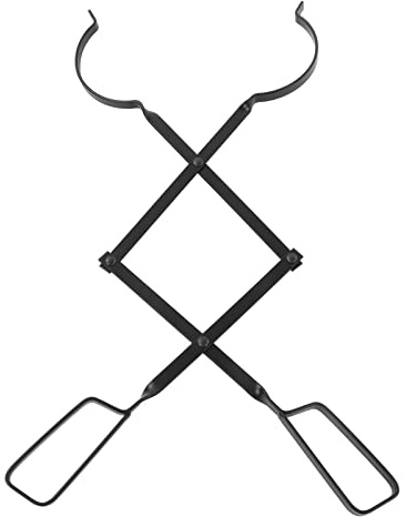 Pinza per Camino in Ferro, Pinza per Legna con Morsetto Ingrandente, Pinza Stufa e Falò Resistente e Pratica - Presa su Legna Grande e Piccola, Manico Lungo per Distanza d
